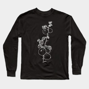 Fruitbranch in white on black. Long Sleeve T-Shirt